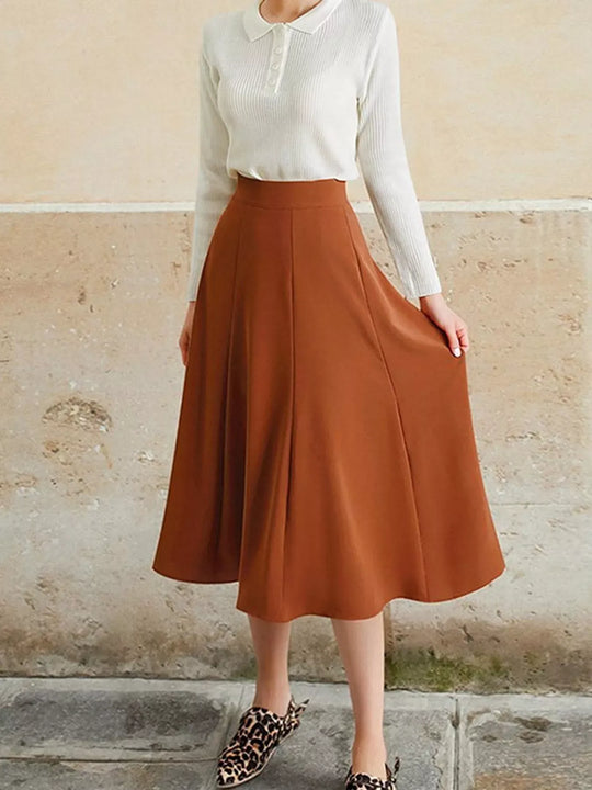 Another view: A-Line Midi Skirt with Elastic Waistband