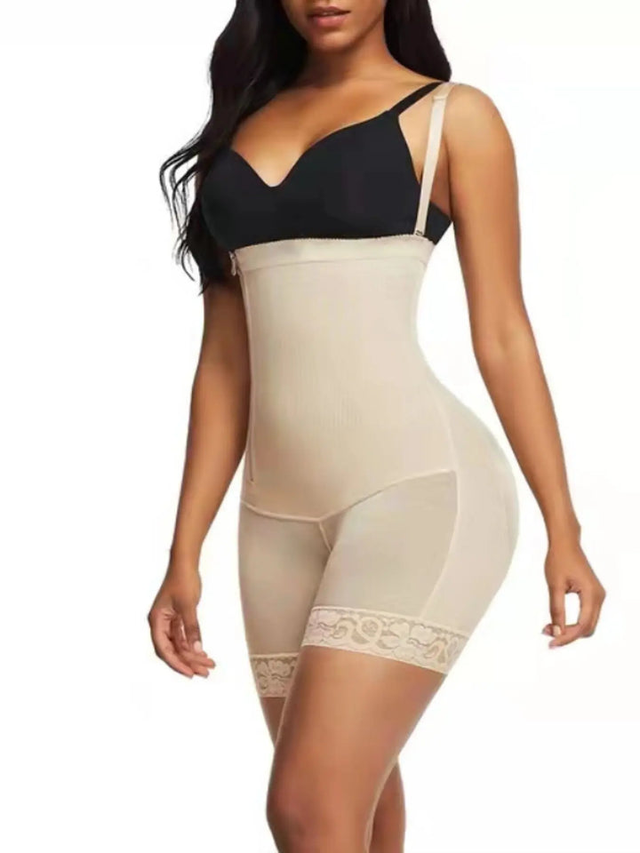 Lace Detail Tummy Control Shaping Romper Plus