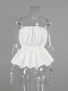 Women's white ruched bubble-hem tube top