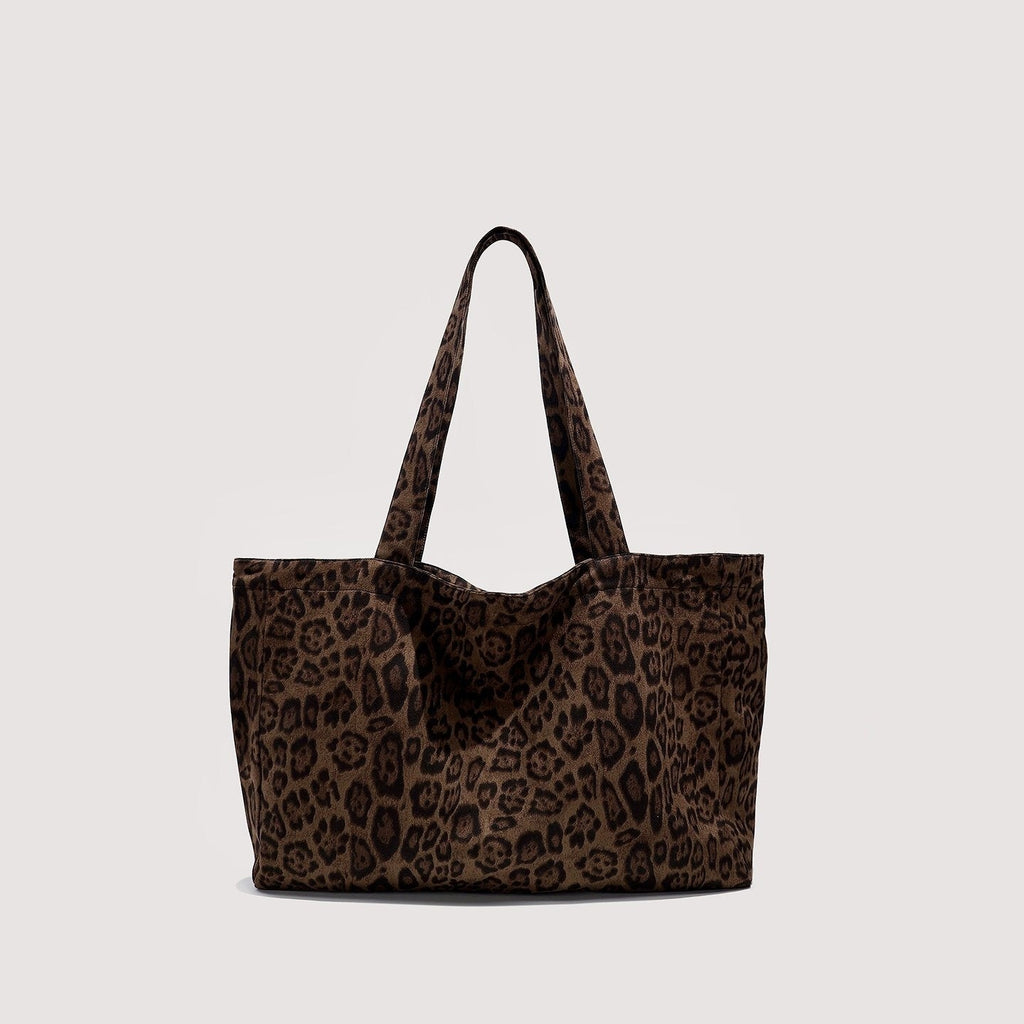Women's Leopard Print Tote Bag – Suede Velvet Shoulder Handbag for Everyday Use