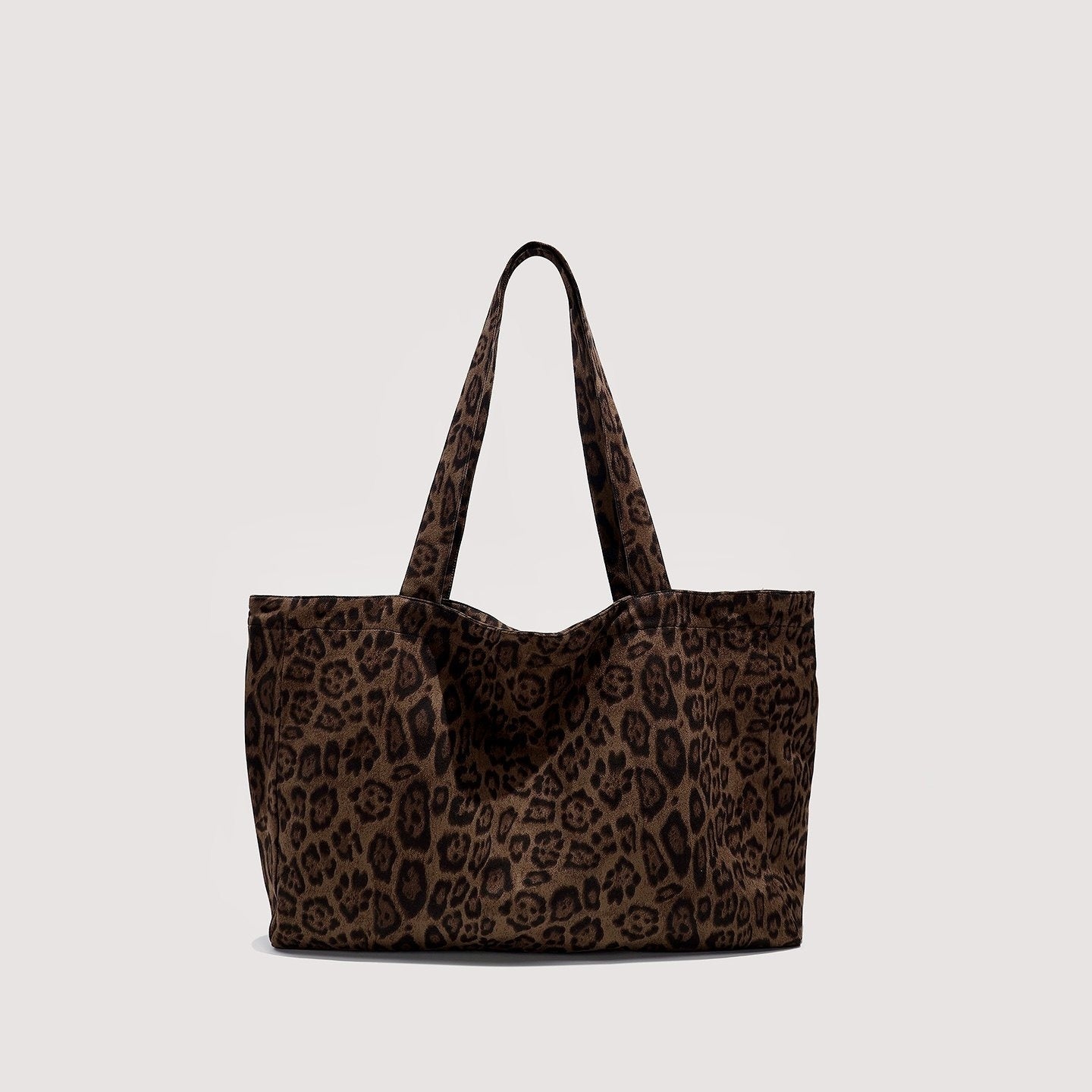 Women's Leopard Print Tote Bag – Suede Velvet Shoulder Handbag for Everyday Use