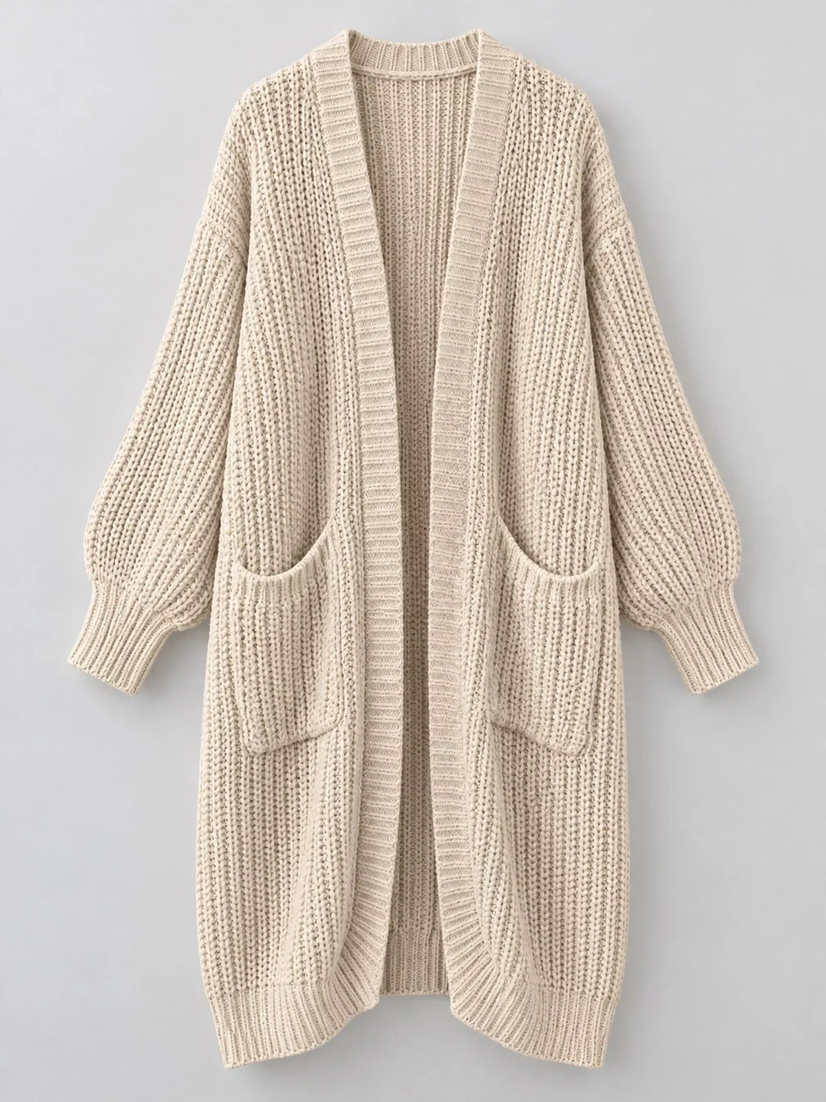 Oversized Openwork Longline Cardigan with Pockets — photo 15