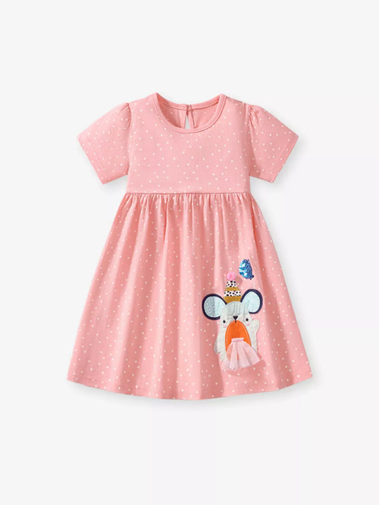Another view: Cartoon Polka-Dot Cotton-Blend Dress