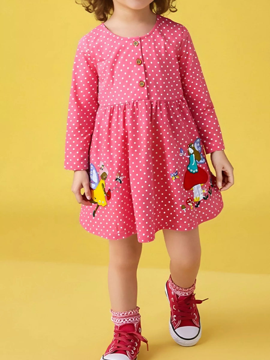 Polka-Dot Embroidered Cotton Dress — Strawberry