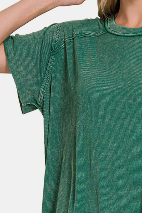 Another view: Washed Ribbed Short Sleeve Top