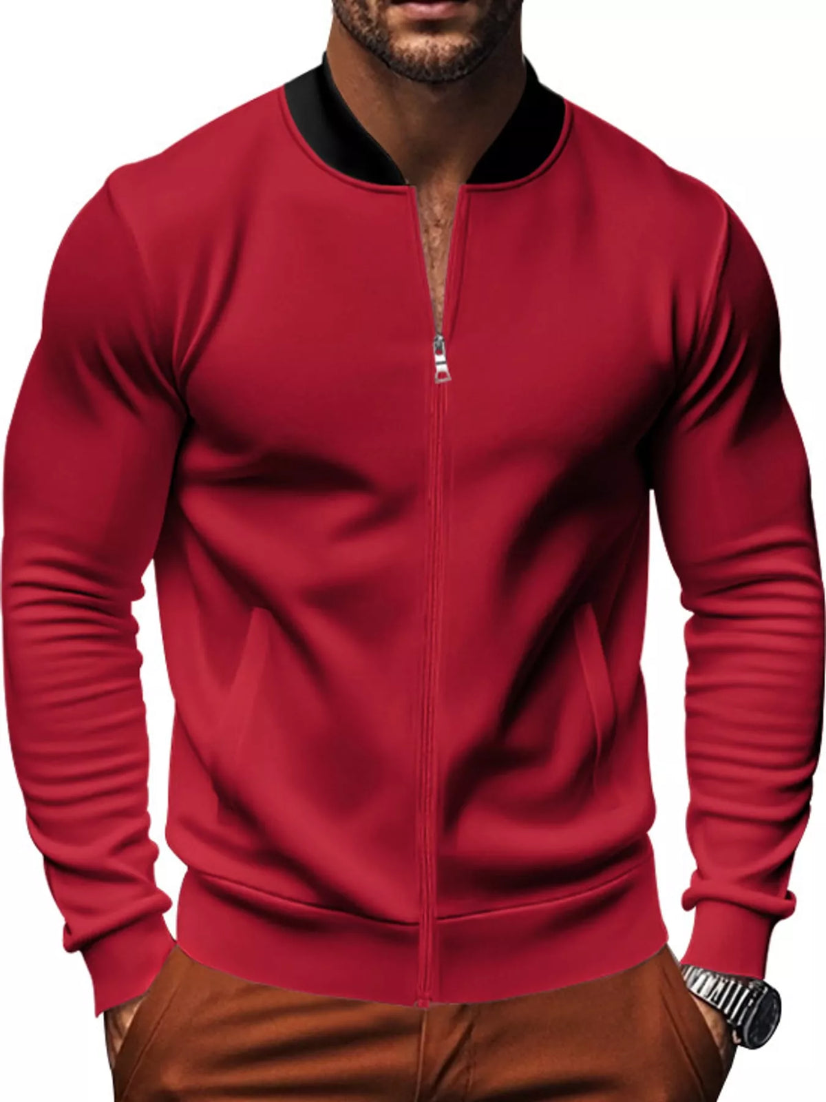 Men's Classic-Fit Zip-Up Bomber Jacket with Pockets — photo 31