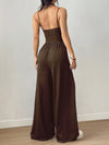 Women's strappy square-neck casual wide-leg jumpsuit
