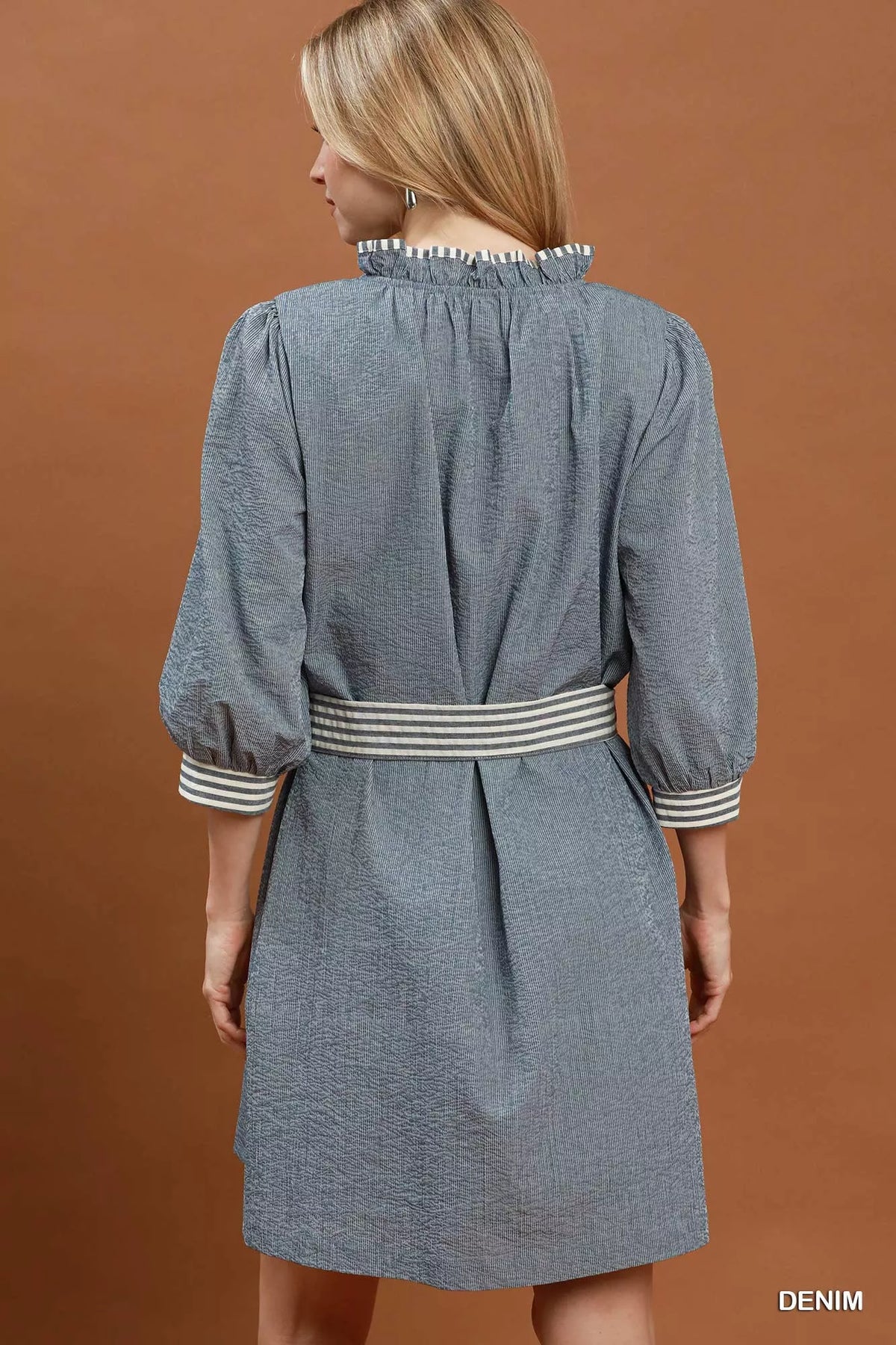 Umgee Textured Tie-Waist Mini Dress
