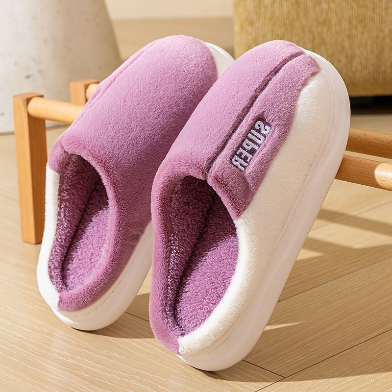 Thick-Sole Plush Slippers | Fleece-Lined Non-Slip Indoor Slippers for Men & Women