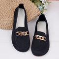 Women's Breathable Metal Chain Loafers - Soft Sole Slip-On Flats
