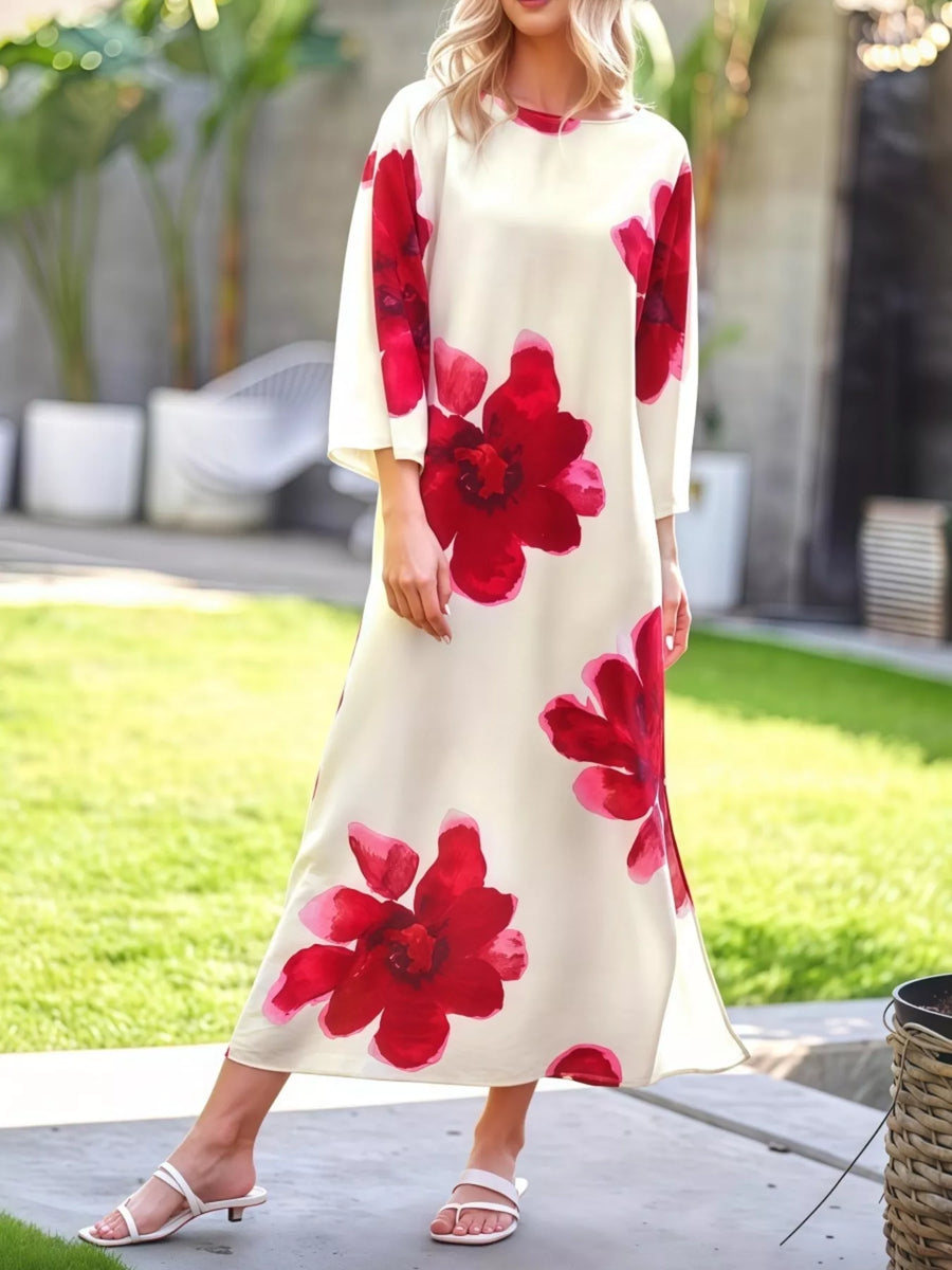 Floral Print Round-Neck Dress