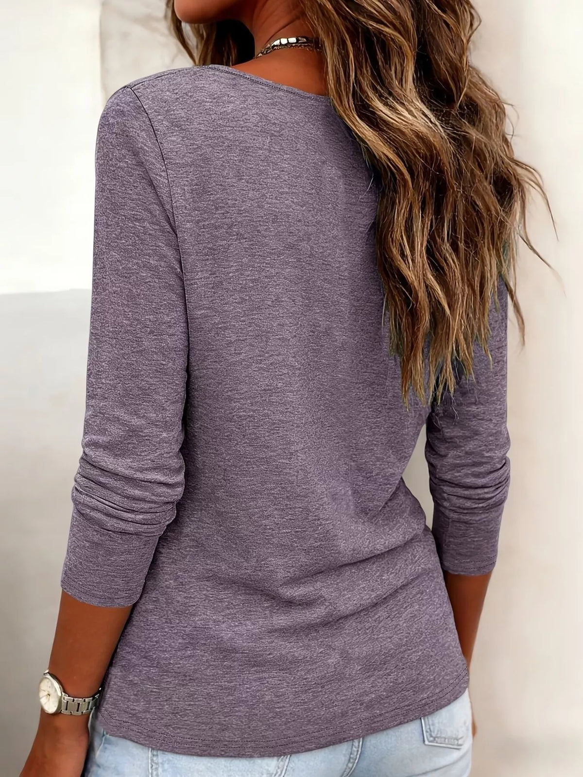 Cowl-Neck Long-Sleeve T-Shirt
