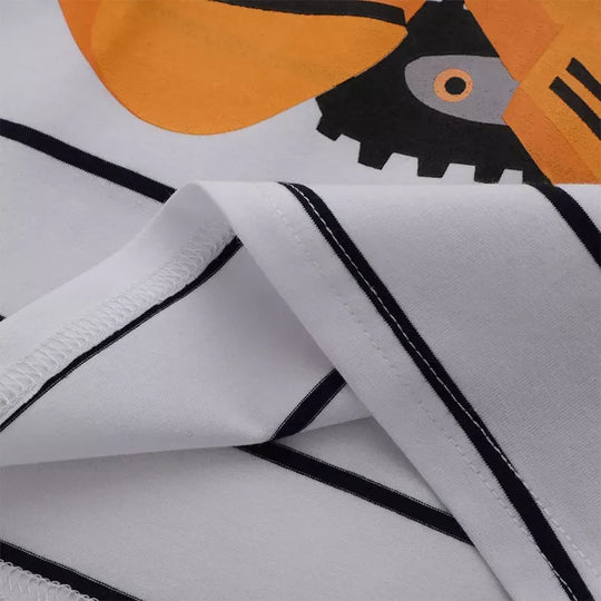 Another view: Kids' Striped Excavator Cotton T-Shirt – White