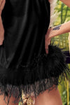 Black faux-feather trim top by BiBi