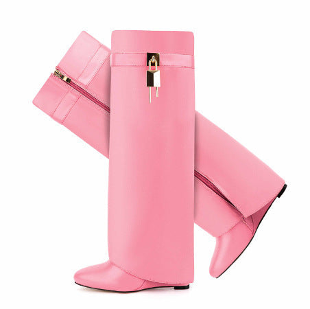Women's High-Heel Pointed Toe Side Zipper Boots | Wedge Heel Ankle Boots