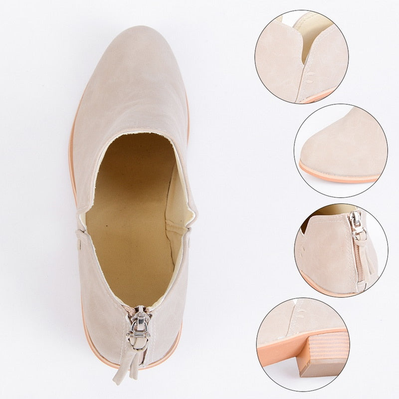 Retro High Heel Ankle Boots