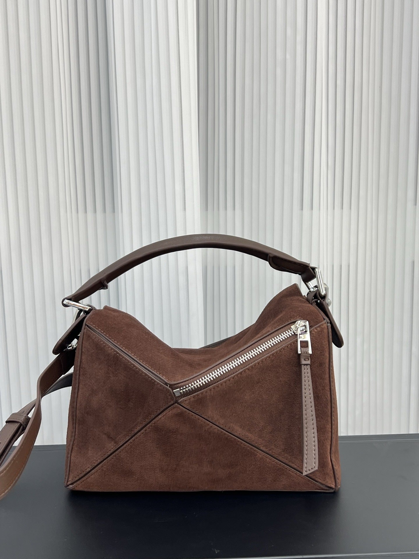 Women's Suede Tote Bag – Genuine Leather, Large Capacity, Quilted Patchwork Design