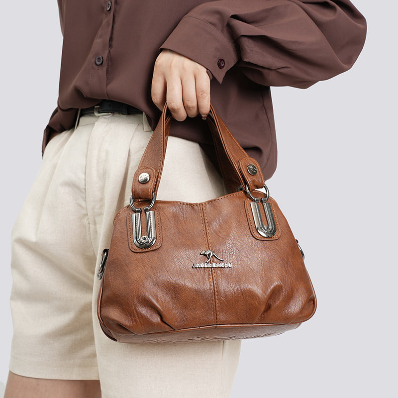 Women's Soft PU Leather Bucket Handbag – Retro European Style