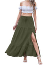Women's tiered ruffle slit maxi skirt