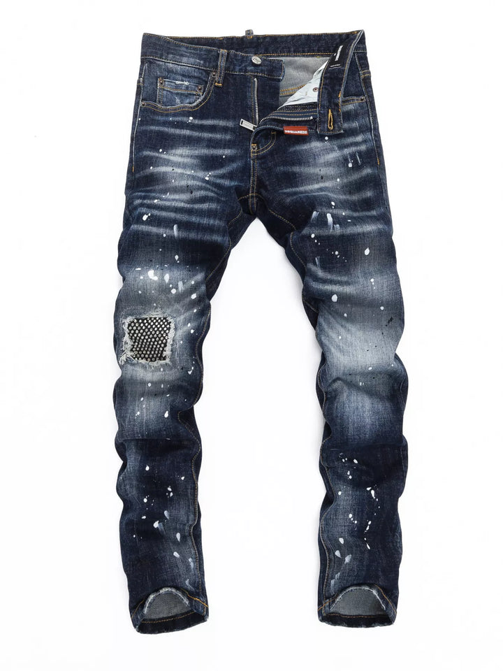 Rivet Distressed Slim Jeans for men