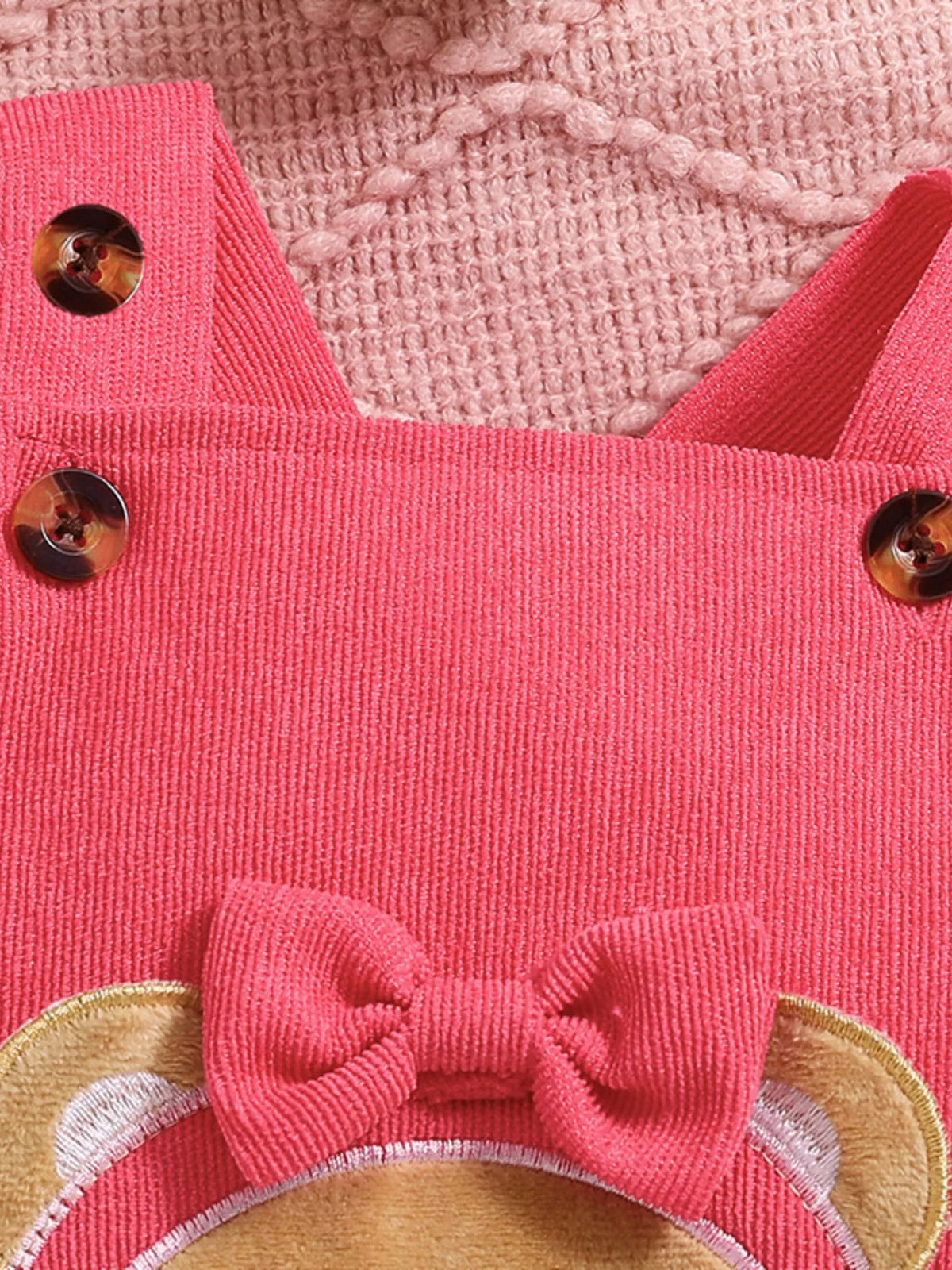 Bluebird Lane Floral Print Ruffle-Trim Bodysuit & Bear Applique Overalls Set