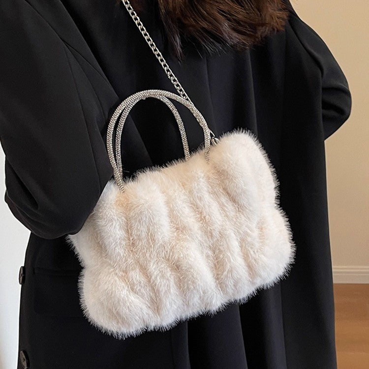 Women's Cloud-Shaped Plush Mini Handbag – Faux Fur Novelty Bag