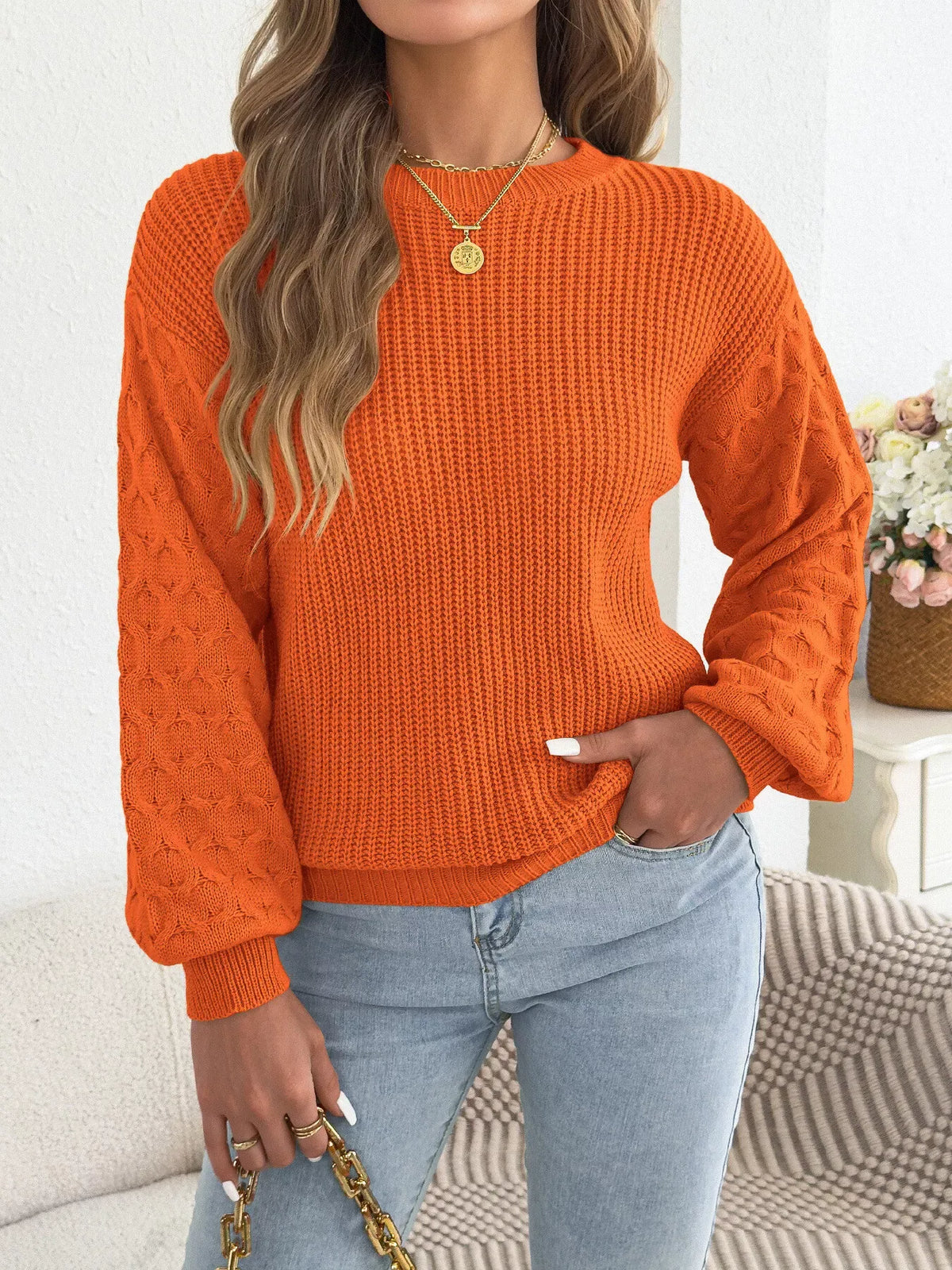 Women's Textured Ribbed Drop-Shoulder Sweater — photo 15