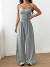 Women's strappy square-neck casual wide-leg jumpsuit