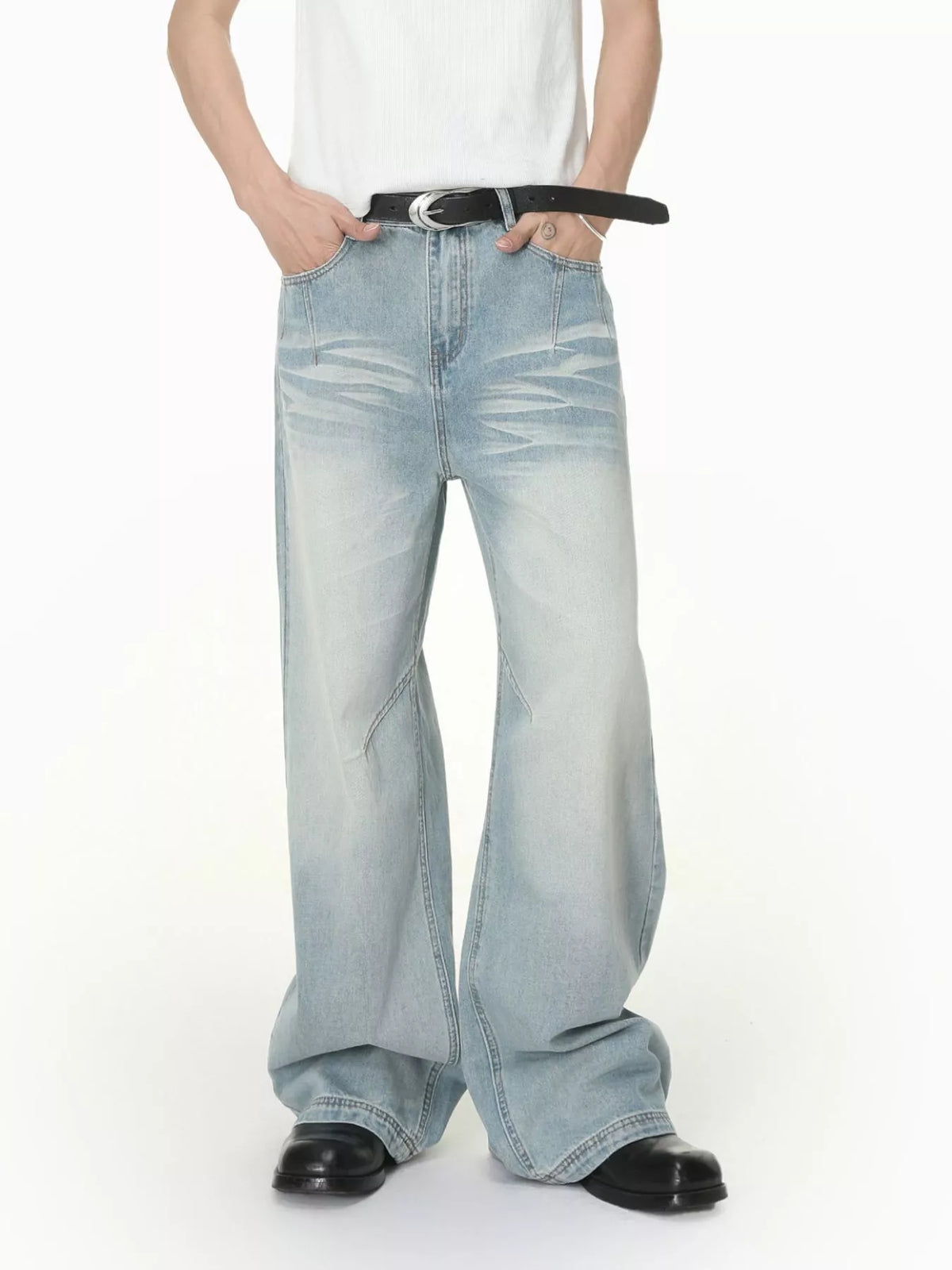 Men's Vintage Wash Wide Leg Jeans