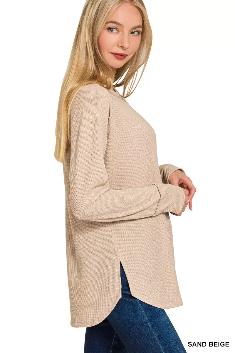 Baby Waffle Knit Raglan Long Sleeve Top