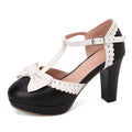 Women's Bow-Embellished High-Heel Sandals - Elegant Closed-Toe Hollow-Out Design