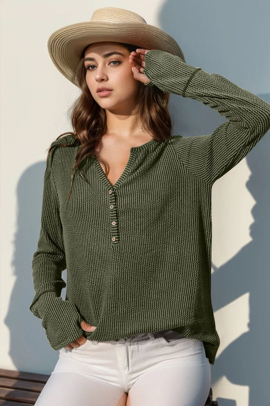 Another view: Notched Thumbhole Long-Sleeve T-Shirt — Full Size