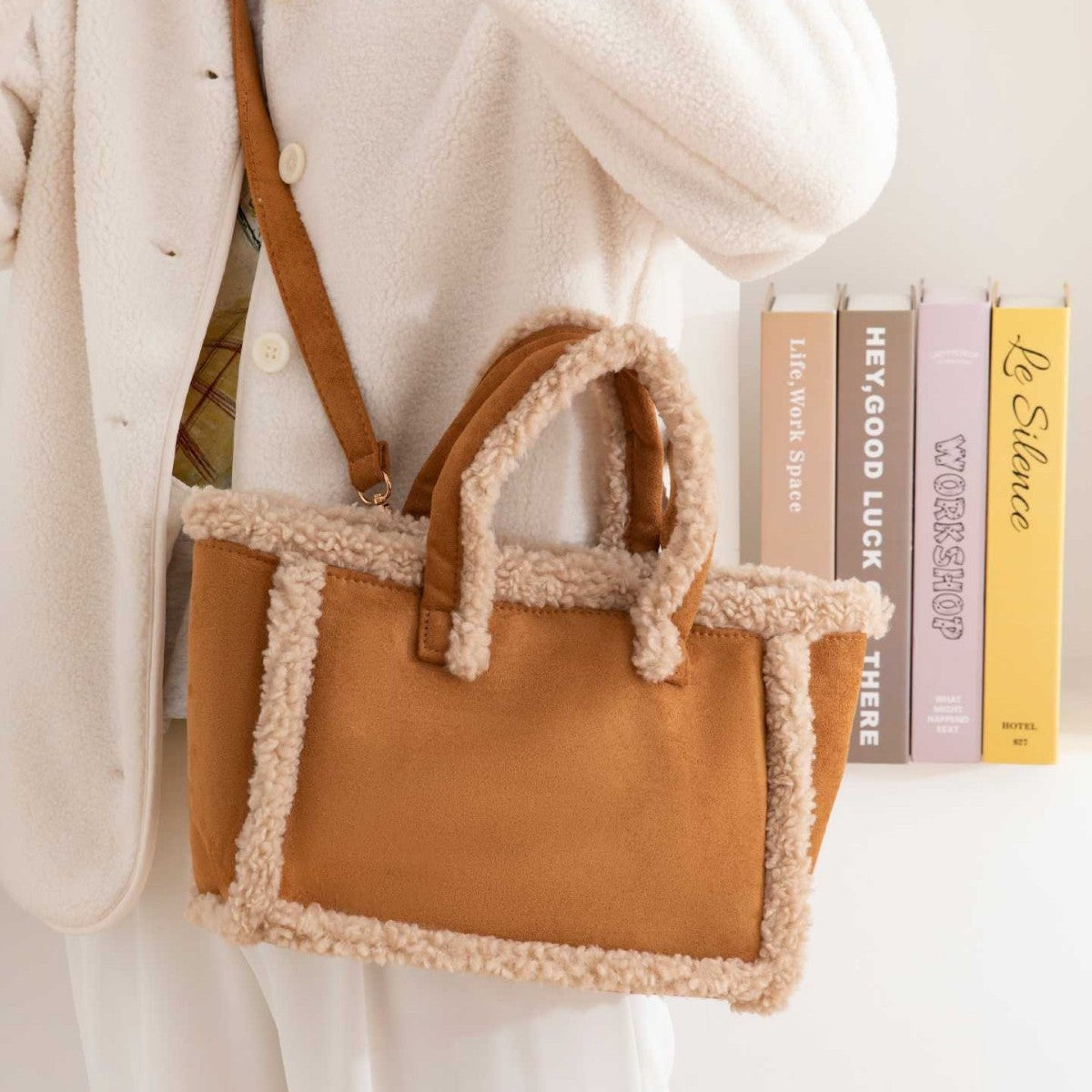 Plush Crossbody Tote Bag