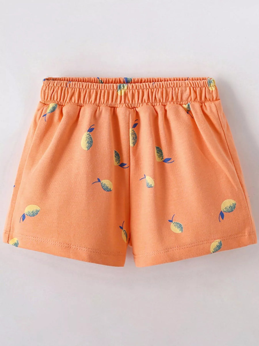 Sunny Days Lemon Print Elastic Waist Shorts