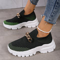 Women's Slip-On Platform Flat Shoes | Breathable Knit Chunky Sole Casual Sneakers
