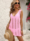 Sheer fringe beach cover-up for women