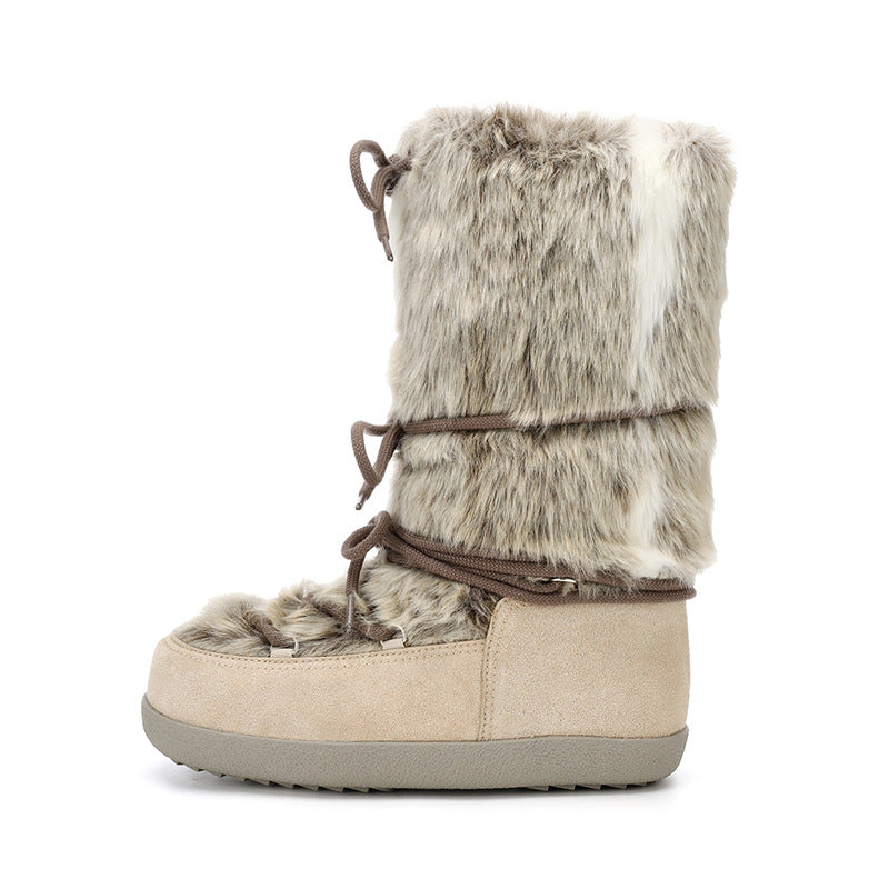 Women's Insulated Mid-Calf Snow Boots | Faux Fur Lined Flat Heel Slip-On Winter Boots