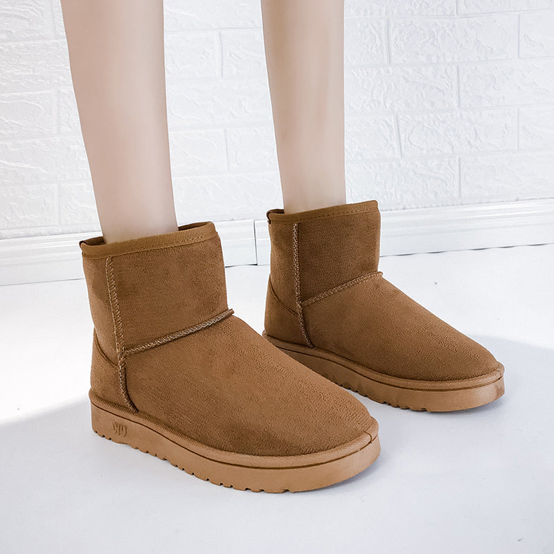 Women's Faux Fur Snow Boots | Suede Flat Heel Winter Ankle Boots