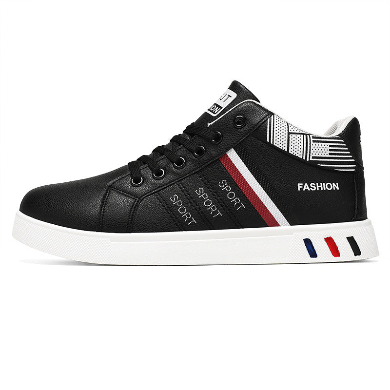 Men's Mid-Top Casual Athletic Sneakers - Synthetic PU Leather Lace-Up Shoes