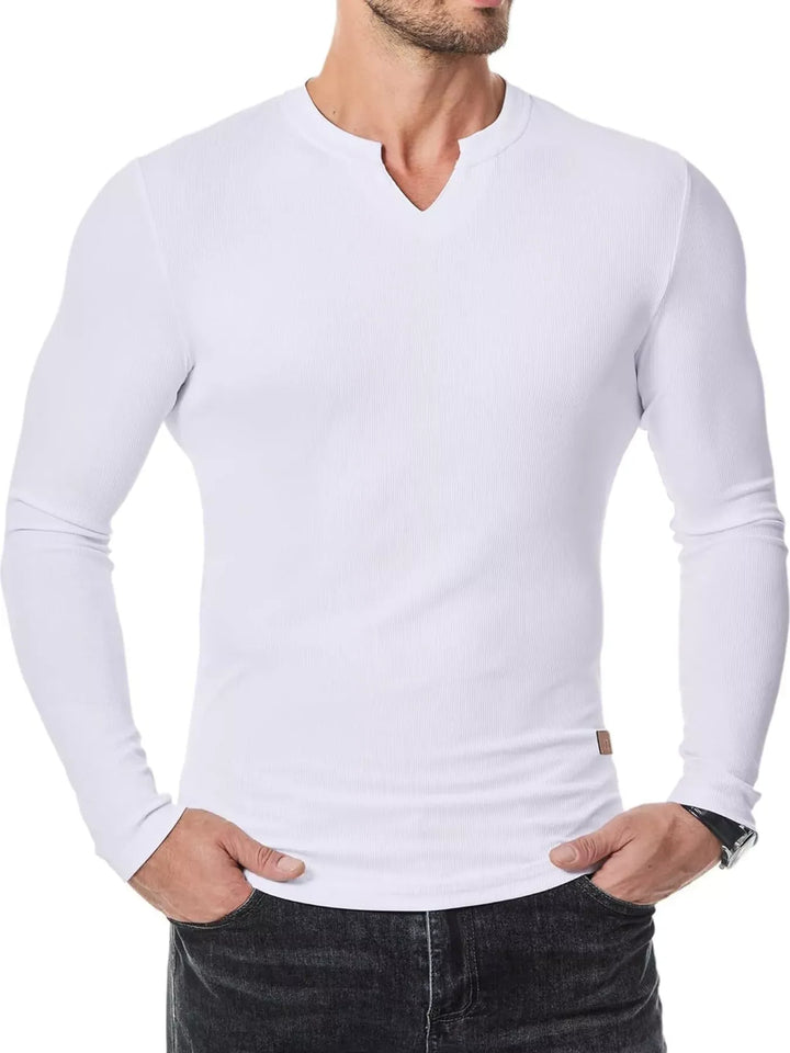 Men's Ribbed Slim-Fit Long-Sleeve Henley