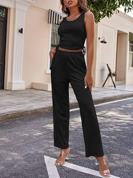 Another view: Women's 3-Piece Tank, Long Cardigan & Drawstring Pants Set