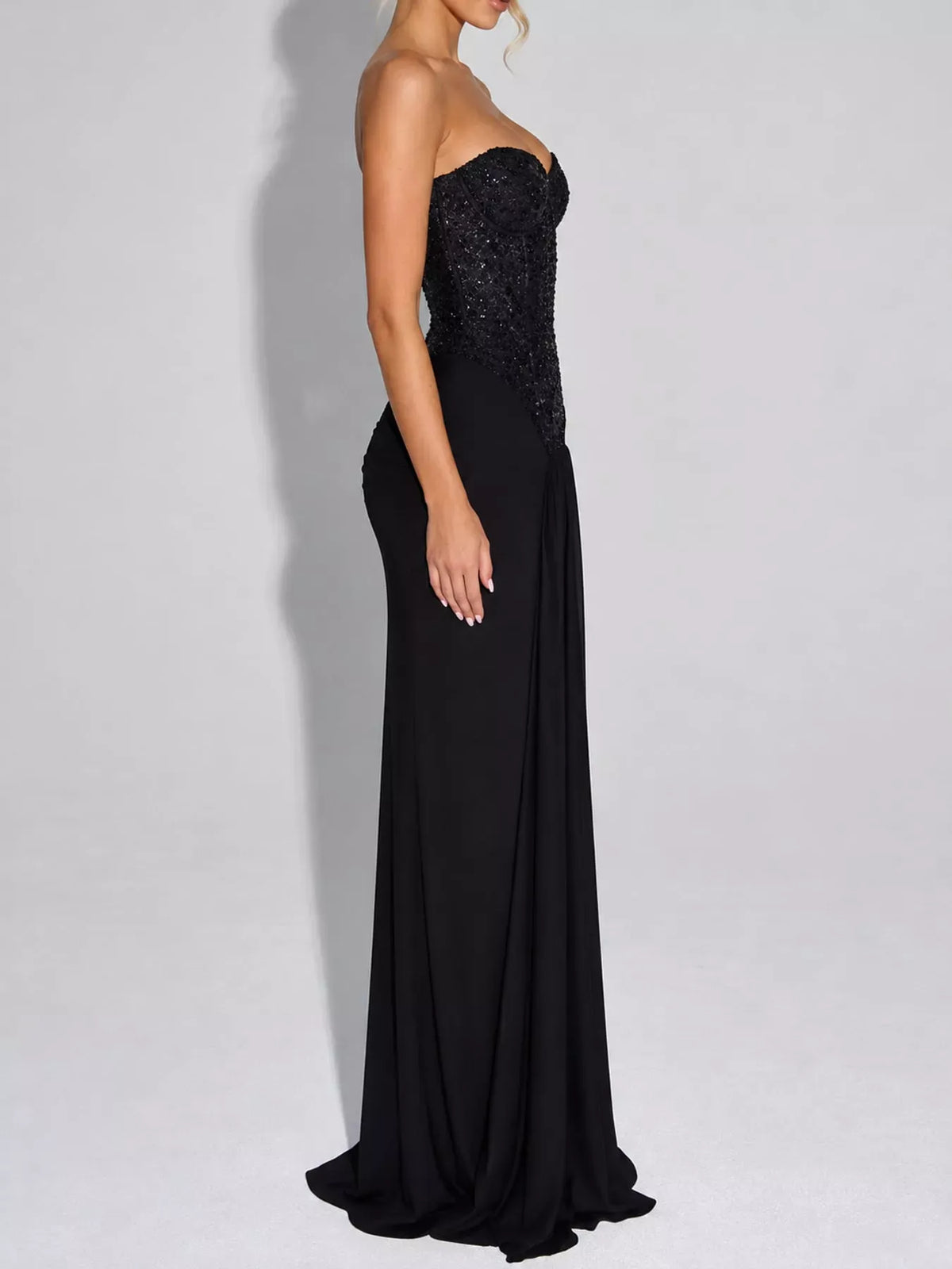 Women's Strapless Sequin Corset Maxi Dress — photo 27