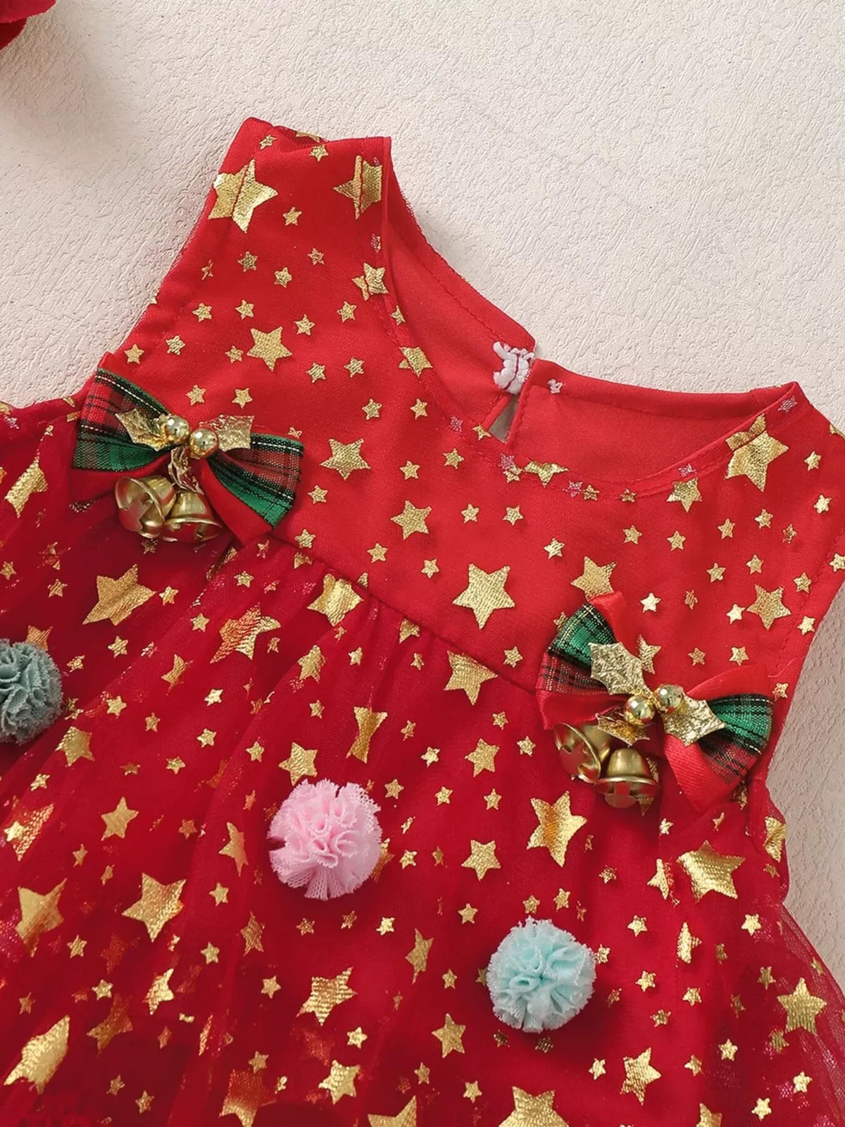 Baby Star Print Pom-Pom Tulle Dress — photo 7