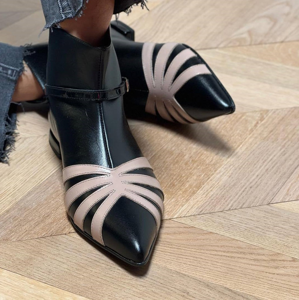 Women's Pointed Toe Chunky Heel Ankle Boots - Low Heel Booties with Back Zipper | Sarah Express