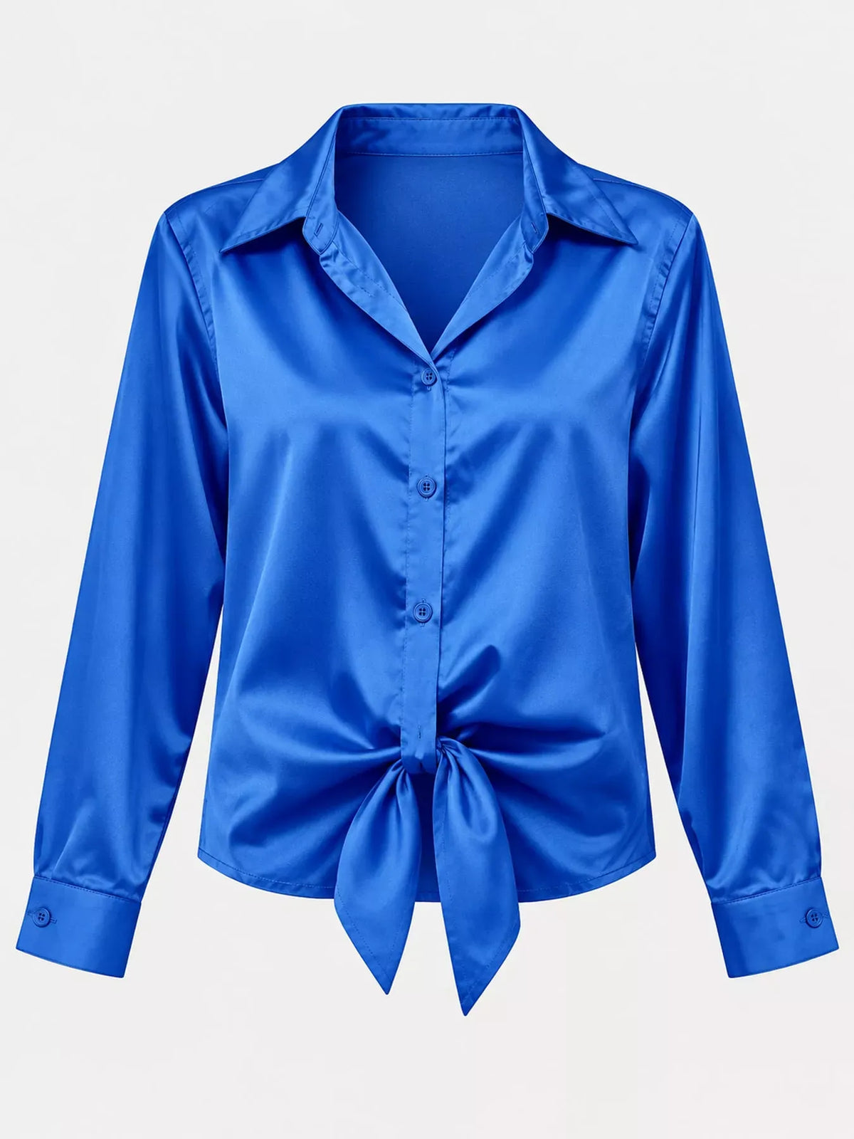 Women's Satin High-Low Button-Down Shirt — photo 18