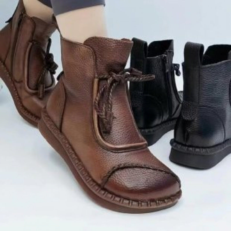 Women's Soft-Sole Chunky Heel Ankle Boots | Lace-Up | Microfiber Lining | Non-Slip Rubber Sole