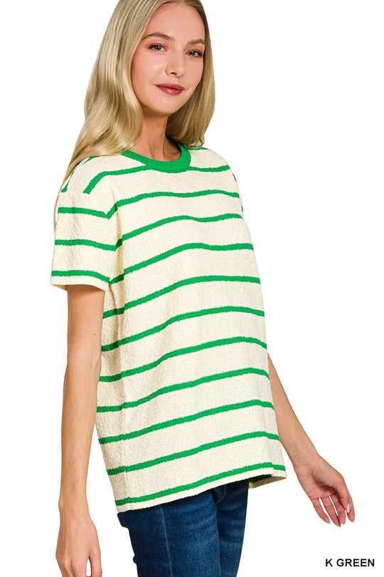 Another view: Textured Striped Crew Neck T-Shirt