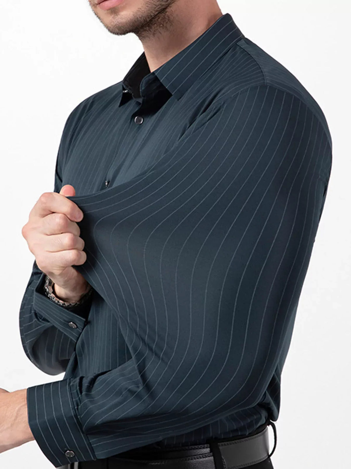 Men's Striped Stretch Long-Sleeve Dress Shirt — photo 23