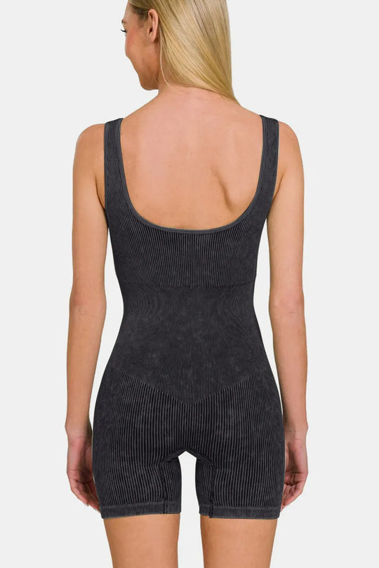 Another view: Washed Ribbed Romper with Pad