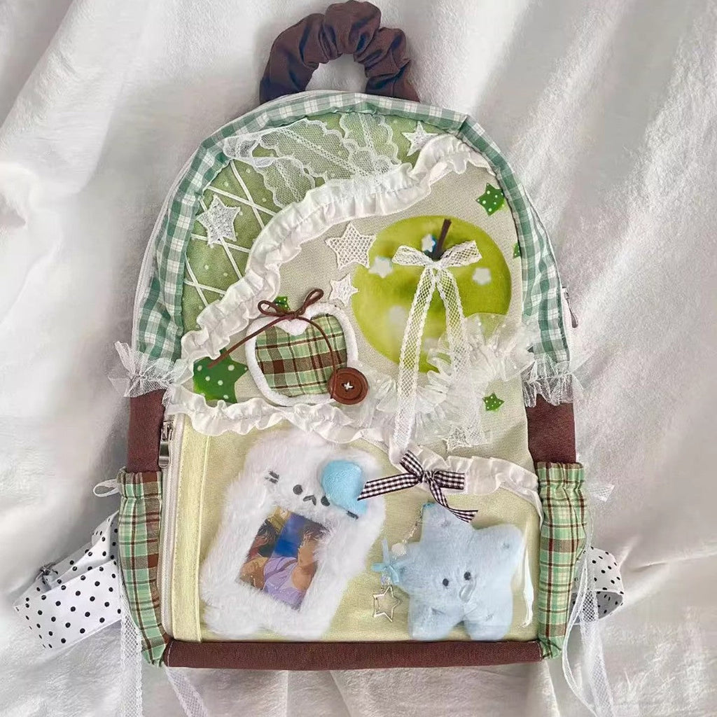 Plaid Canvas Backpack Large Capacity School Bag for Women - Sarah Express